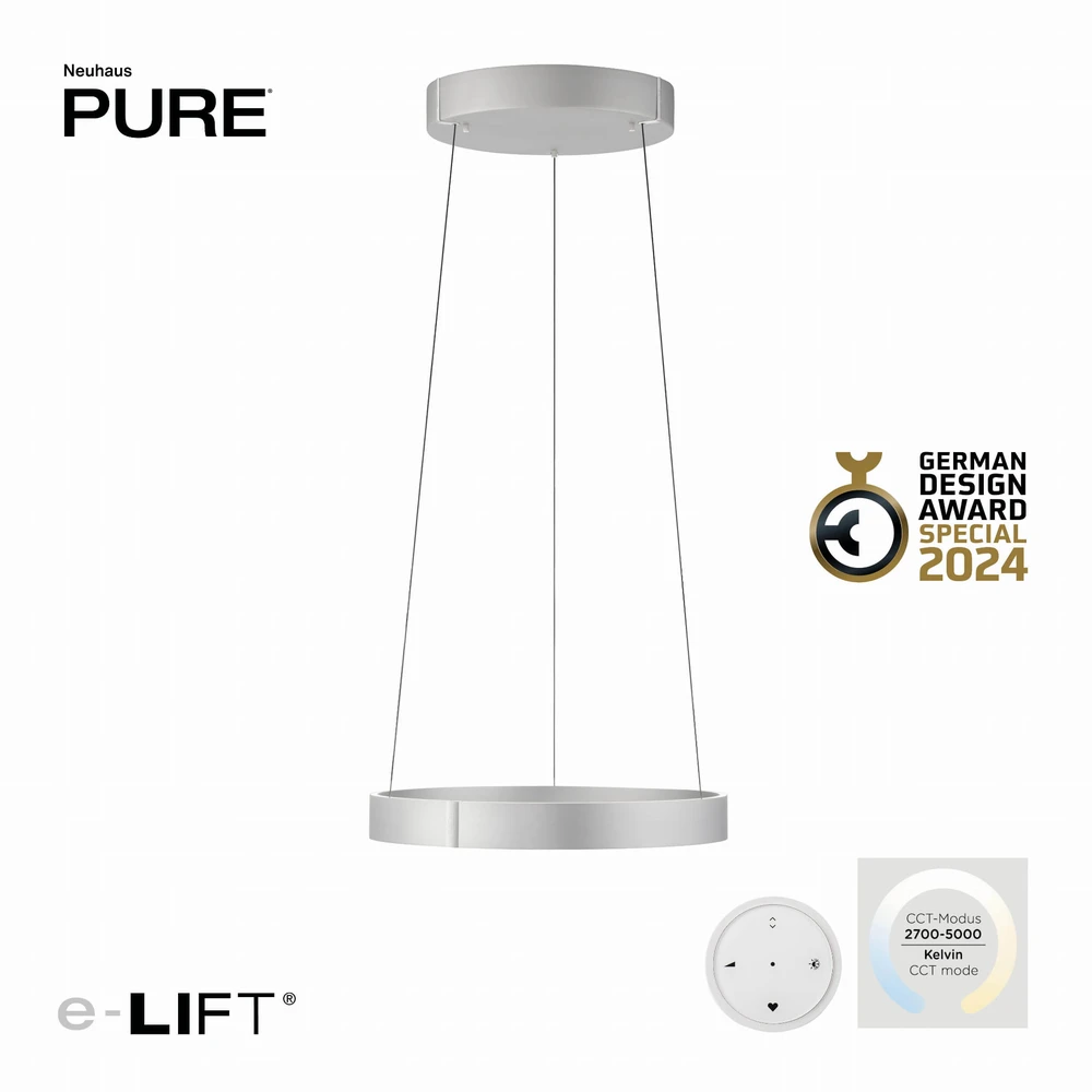 51W LED pakabinamas šviestuvas E-CLIPSE, aliuminio sp., 2700-5000K, dimeriuojamas, 50cm, reguliuojamo aukščio