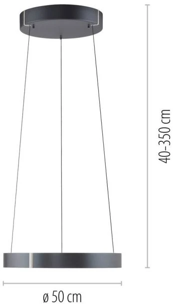 51W LED pakabinamas šviestuvas E-CLIPSE, pilkos sp., 2700-5000K, dimeriuojamas, 50cm, reguliuojamo aukščio