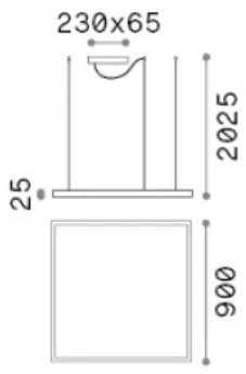 Ideal Lux Pakabinamas šviestuvas Oracle Slim D90 Square Bk 3000K