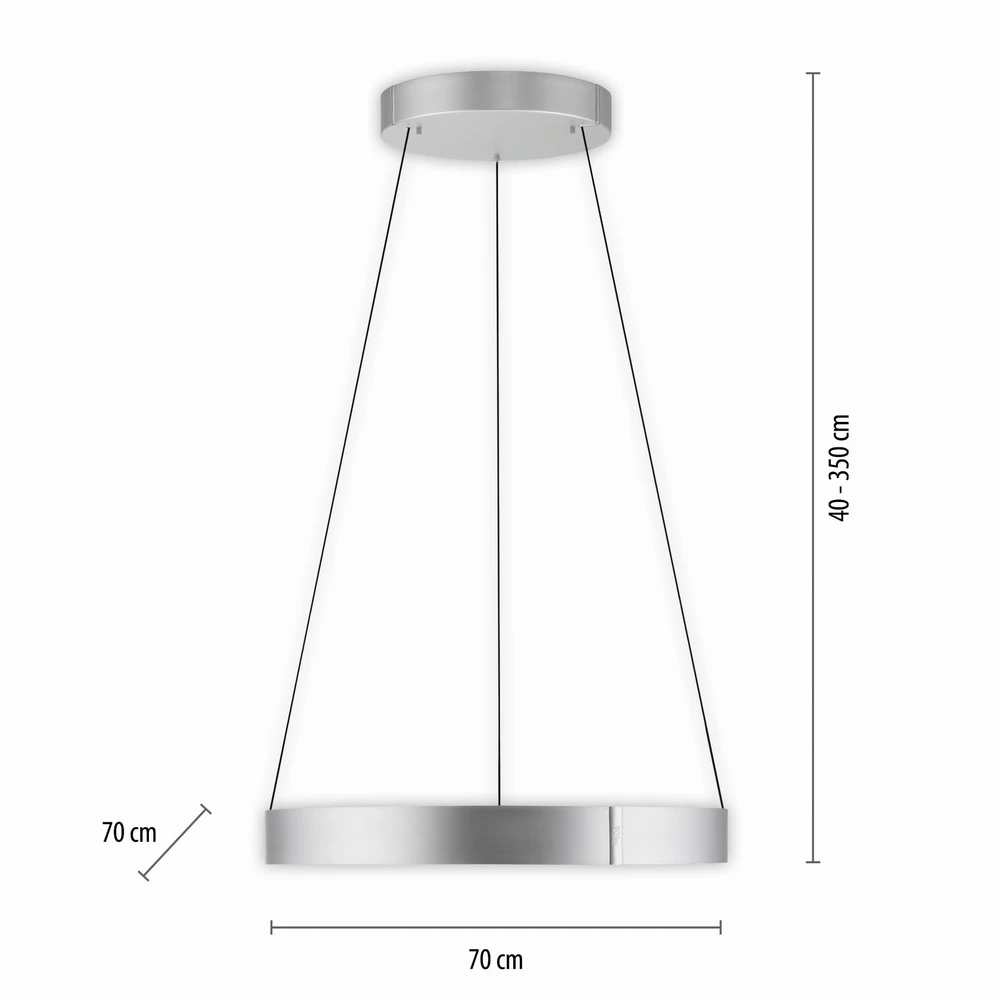 53W LED pakabinamas šviestuvas E-CLIPSE, aliuminio sp., 2700-5000K, dimeriuojamas, 70cm, reguliuojamo aukščio