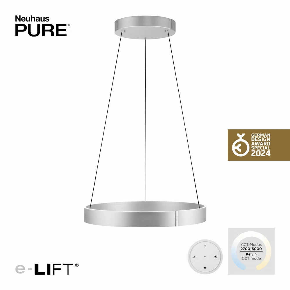 53W LED pakabinamas šviestuvas E-CLIPSE, aliuminio sp., 2700-5000K, dimeriuojamas, 70cm, reguliuojamo aukščio