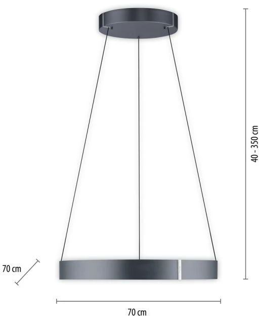 53W LED pakabinamas šviestuvas E-CLIPSE, pilkos sp., 2700-5000K, dimeriuojamas, 70cm, reguliuojamo aukščio