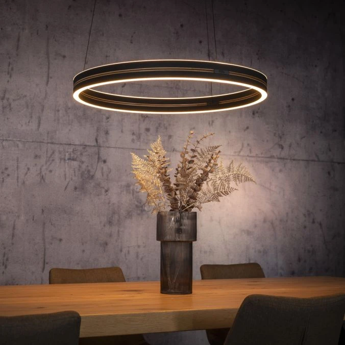 53W LED pakabinamas šviestuvas E-LOOP, ąžuolo/juodos sp., 2700-5000K, dimeriuojamas, 70cm, reguliuojamo aukščio