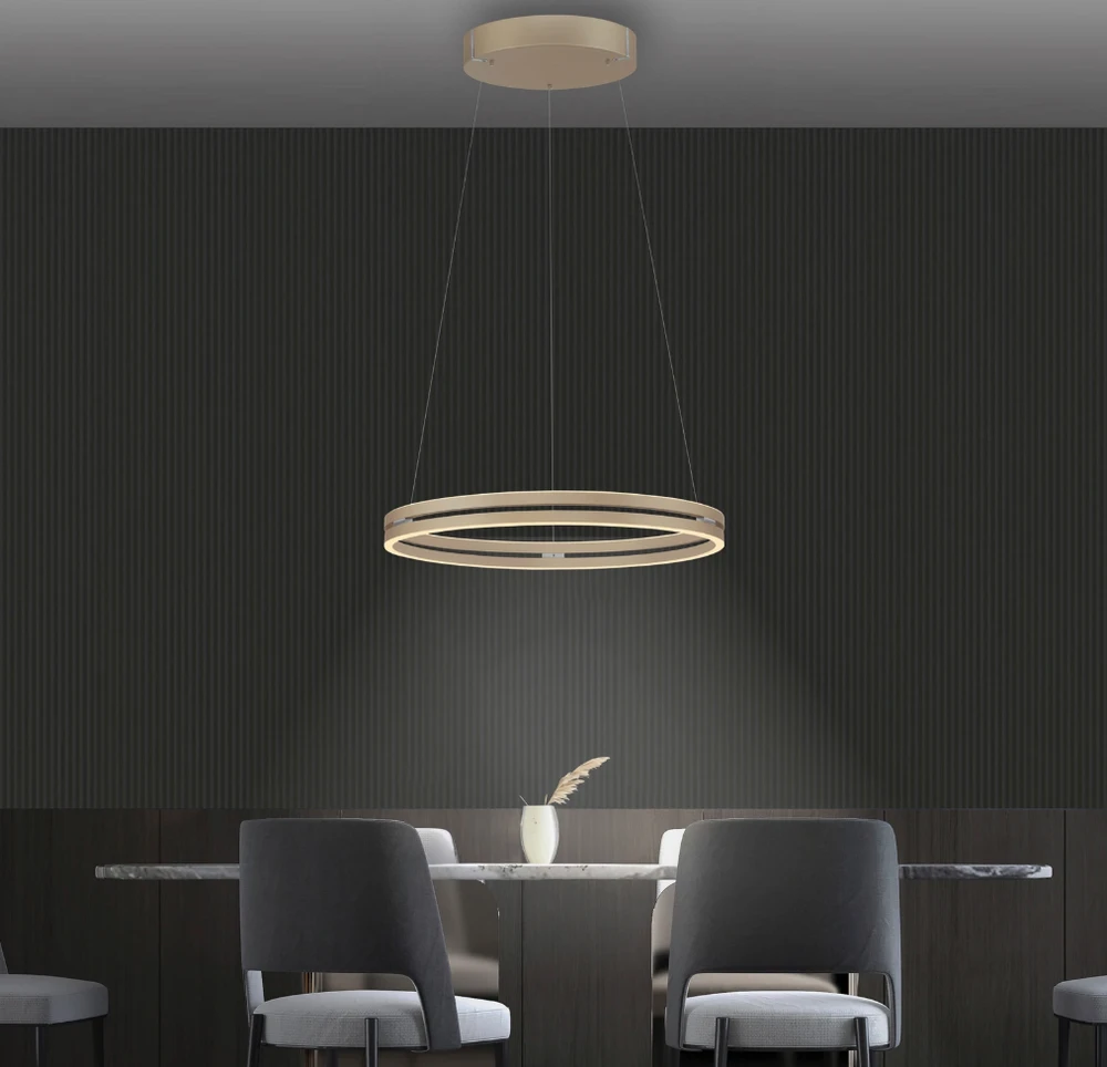 53W LED pakabinamas šviestuvas E-LOOP, bronzos sp., 2700-5000K, dimeriuojamas, 70cm, reguliuojamo aukščio