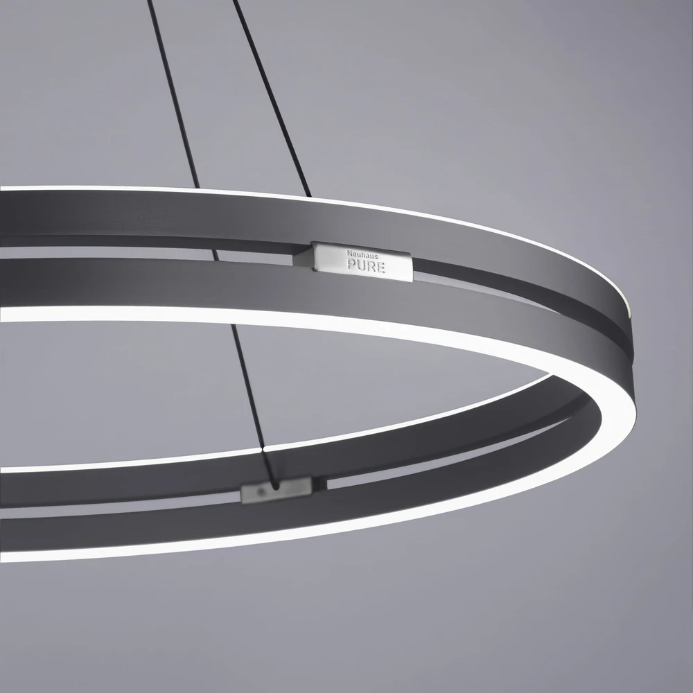 53W LED pakabinamas šviestuvas E-LOOP, pilkos sp., 2700-5000K, dimeriuojamas, 70cm, reguliuojamo aukščio