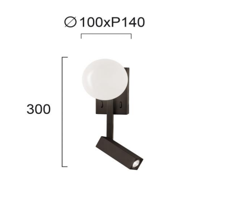 5+3W LED sieninis šviestuvas REFLECT, juodos/baltos sp., 3000K, 4229000