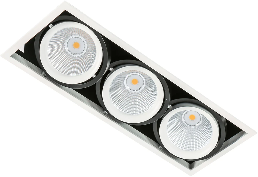 54W LED įleidžiamas šviestuvas VERTICO TRIPLE, baltos/juodos sp., 3000K