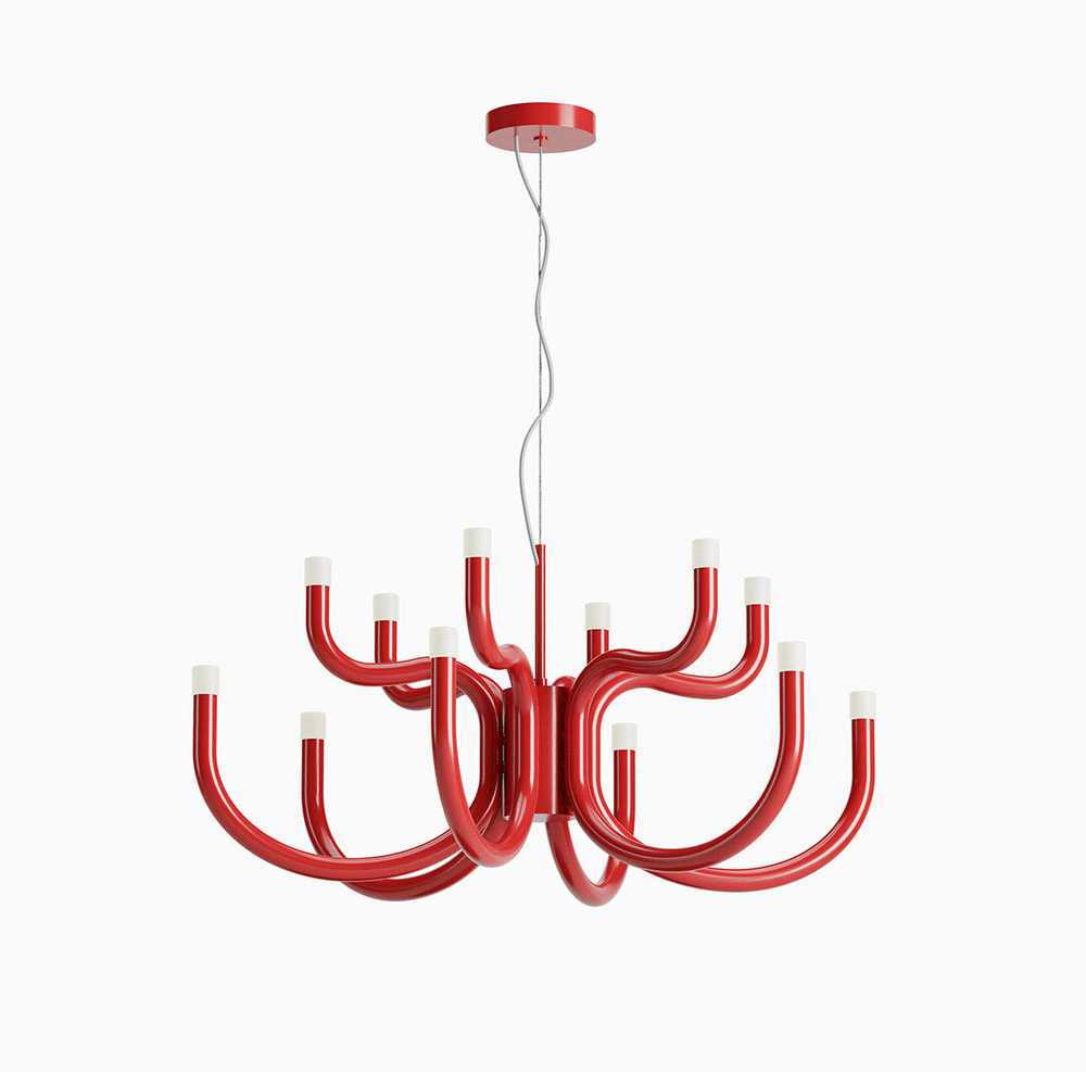 54W LED pakabinamas šviestuvas LUXOR, blizgios raudonos sp., 3000K, dimeriuojamas, 01-3229