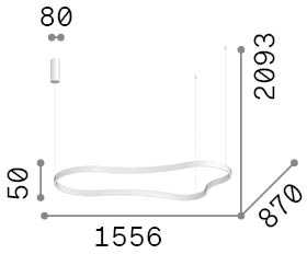 54W LED pakabinamas šviestuvas WAVES, baltas, 3000K, 345291