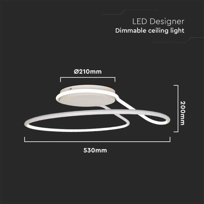 Lubinis šviestuvas V-tac 54W LED paviršinis šviestuvas, baltas, 4000K, dimeriuojamas