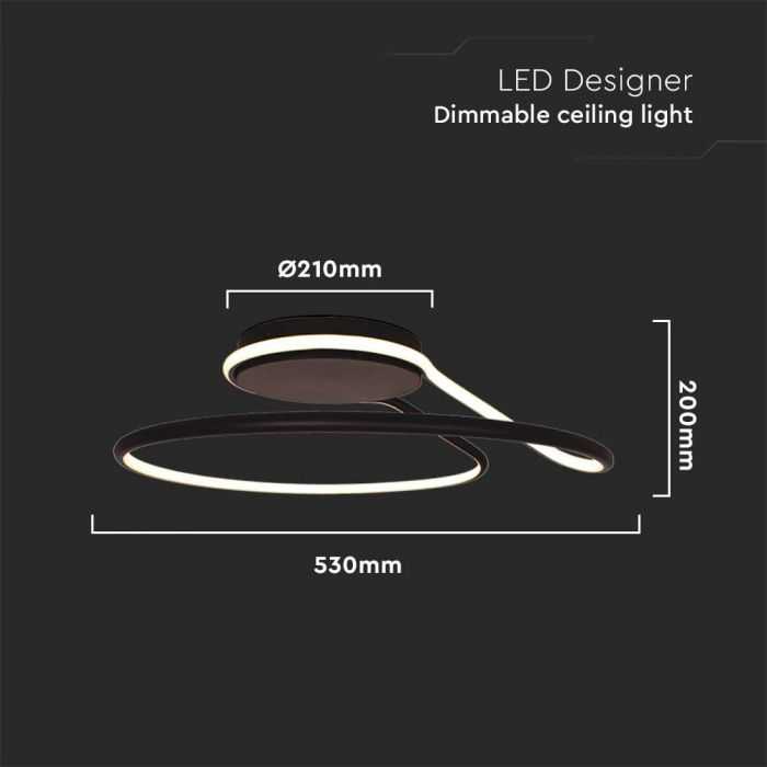 Lubinis šviestuvas V-tac 54W LED paviršinis šviestuvas, juodas, 4000K, dimeriuojamas