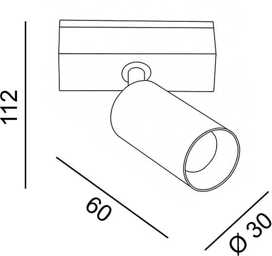 5.4W LED šviestuvas TUB S A 60 į magnetinę sistemą IN_LINE, žalvario sp., 3000K, 48V, 50°