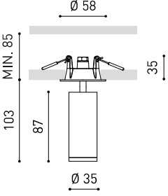 5,5W įleidžiamas šviestuvas FIT RECESSED, juodas, 3000K, 19°, DALI, su maitinimo šaltiniu