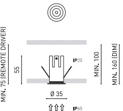 5,5W LED įleidžiamas šviestuvas NANO, baltos sp., 3000K, 34°