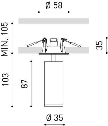 5,5W LED įleidžiamo montavimo šviestuvas FIT RECESSED, baltas, 2700K, 36°
