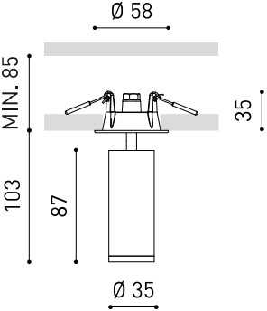 5,5W LED įleidžiamo montavimo šviestuvas FIT RECESSED MEDIUM, baltas, 2700K, 29°, DALI
