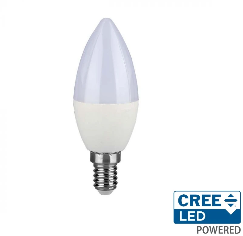 5,5W LED lemputė, žvakės formos, E14, 4000K, CREE LED chip, dimeriuojama