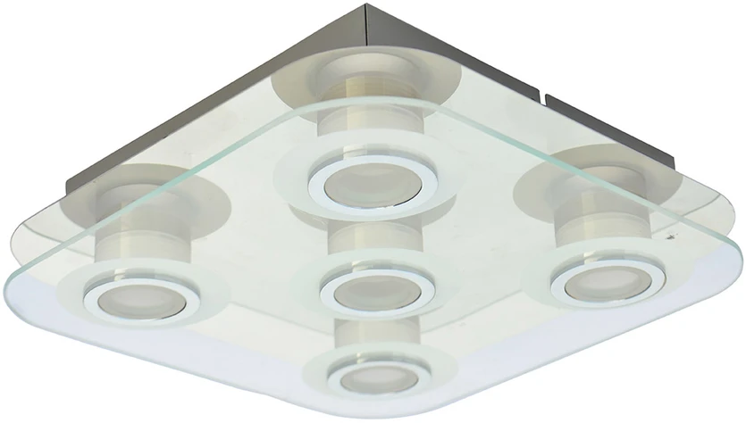 5,5W LED lubinis šviestuvas FLAVIO, chromo/baltos sp./skaidrus, 3000K