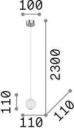 5,5W LED pakabinamas šviestuvas DIAMOND, chromo sp./skaidrus, 3000K, 343457