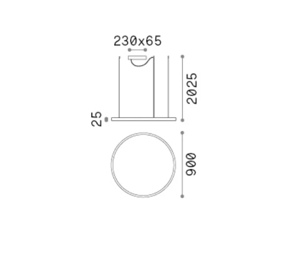 Ideal Lux Pakabinamas šviestuvas Oracle Slim Sp D090 Round 4000K On-Off Bk