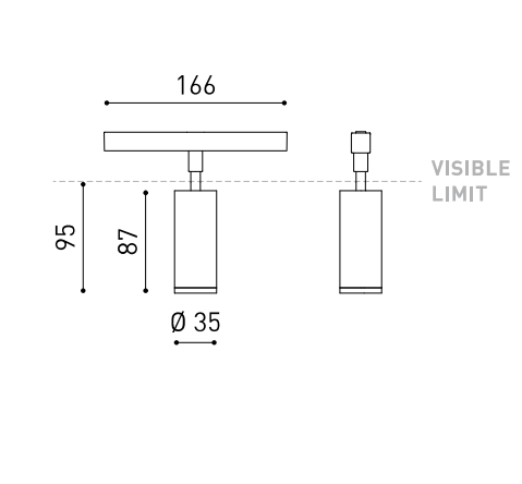 5.5W šviestuvas į magnetines sistemas FIT 35 48V, juodas, 3000K, DALI