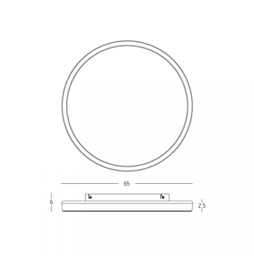 56W LED lubinis šviestuvas, baltas, 2700/3200/4000K, DALI, 65cm, 25199