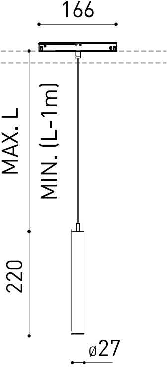 5,6W LED pakabinamas šviestuvas į magnetinį bėgelį STICK 22, juodas, 48V, 3000K