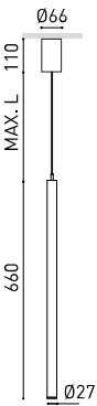 5,6W LED pakabinamas šviestuvas STICK BASE 66 MEDIUM, juodas, 3000K, DALI, 31º