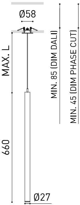 5,6W LED pakabinamas šviestuvas STICK, juodas, 3000K, dimeriuojamas