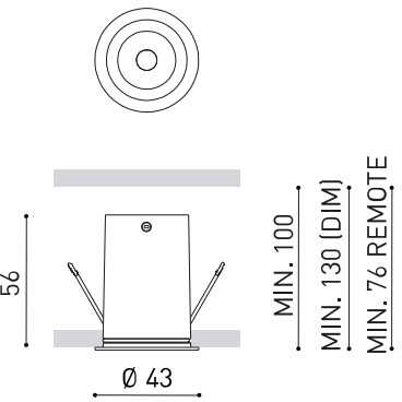 5,7W LED įleidžiamas šviestuvas LENS LIGHT, juodas, 2700K, dimeriuojamas