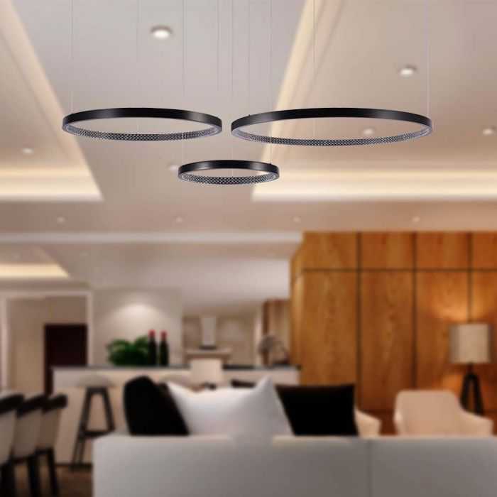 V-tac 57W LED pakabinamas šviestuvas, juodas, 3000K
