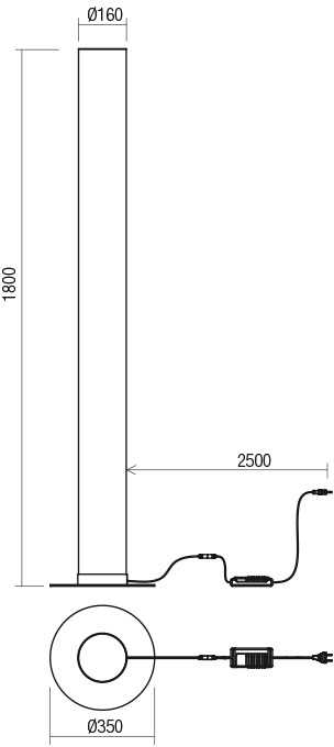 57W LED pastatomas šviestuvas PILON, baltas, 3000K, dimeriuojamas, 01-3012