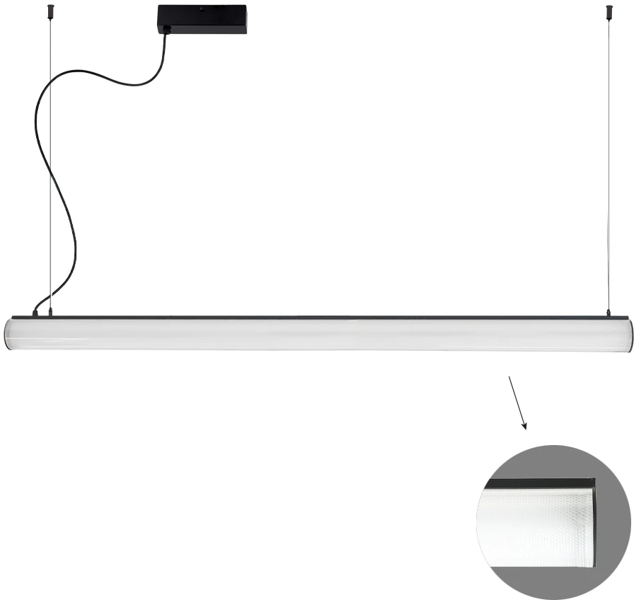 58W LED linijinis pakabinamas šviestuvas TUBE, juodas, 3000K, 1800mm, 3919-00180-3-B-N