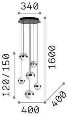 Ideal Lux 58W LED pakabinamas šviestuvas GALAXY SP6, juodos/baltos sp., 3000K, 321172