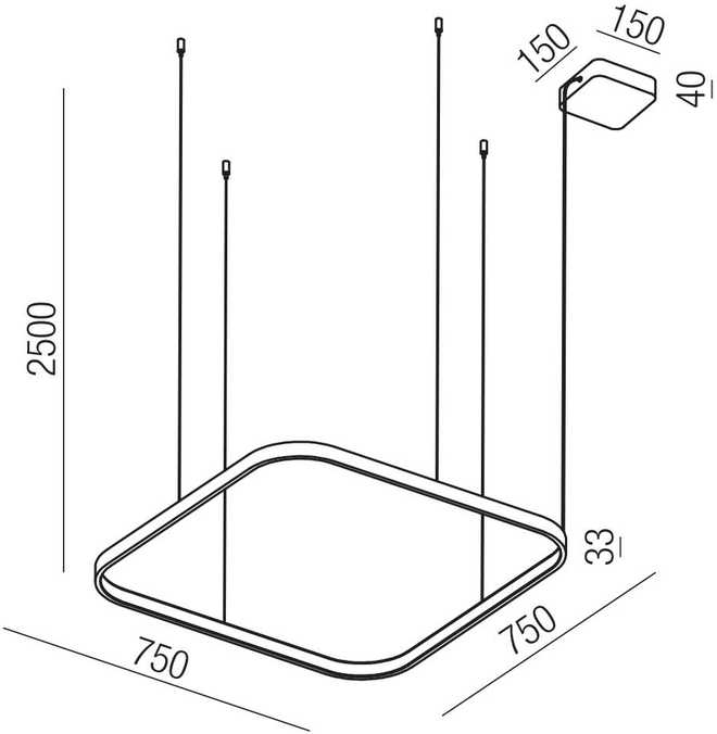 58W LED pakabinamas šviestuvas ORION, juodas, 2700/3000/4000K, DALI, 01-3897 DALI