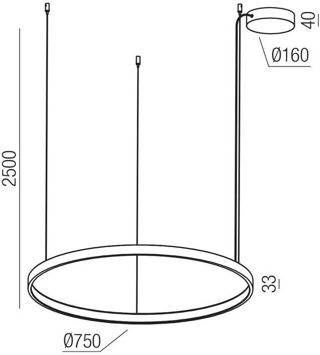 58W LED pakabinamas šviestuvas ORION, juodas, 2700/3000/4000K, dimeriuojamas, 01-3873