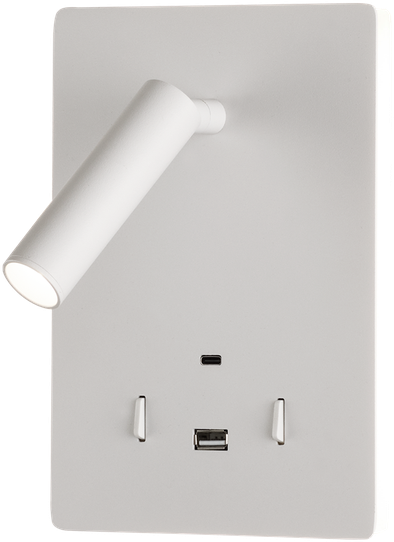 5W + 3W LED sieninis šviestuvas MANAT, baltas, 3000K, su USB ir USB C jungtimis, A3568002B