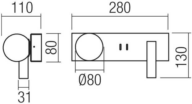 5W + 3W LED sieninis šviestuvas NORMA, juodos sp., 3000K, 01-4663
