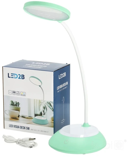 5W LED įkraunamas stalo šviestuvas VISUA DESK, šviesiai žalias, 3000-5000K, dimeriuojamas