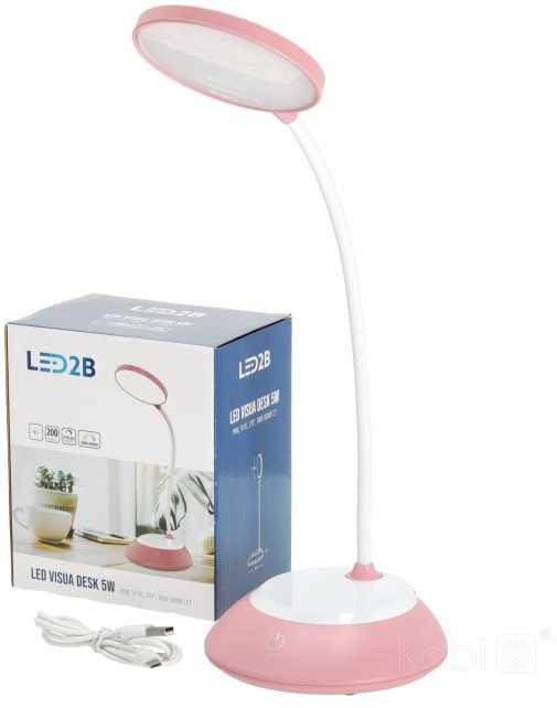 5W LED įkraunamas stalo šviestuvas VISUA DESK, rožinis, 3000-5000K, dimeriuojamas