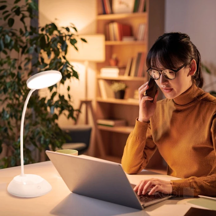 5W LED įkraunamas stalo šviestuvas VISUA DESK, baltas, 3000-5000K, dimeriuojamas