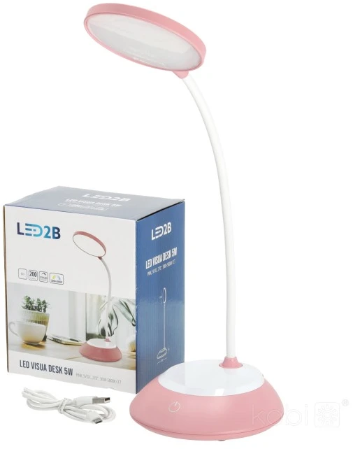 5W LED įkraunamas stalo šviestuvas VISUA DESK, rožinis, 3000-5000K, dimeriuojamas