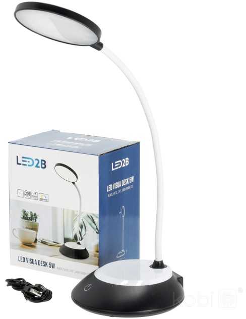 5W LED įkraunamas stalo šviestuvas VISUA DESK, juodas, 3000-5000K, dimeriuojamas