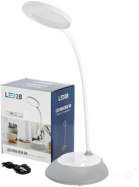 5W LED įkraunamas stalo šviestuvas VISUA DESK, pilkas, 3000-5000K, dimeriuojamas