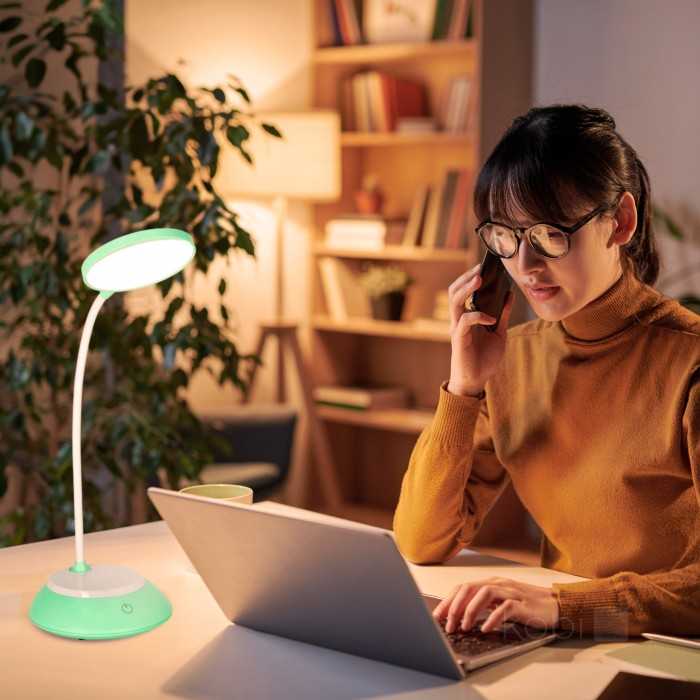 5W LED įkraunamas stalo šviestuvas VISUA DESK, šviesiai žalias, 3000-5000K, dimeriuojamas