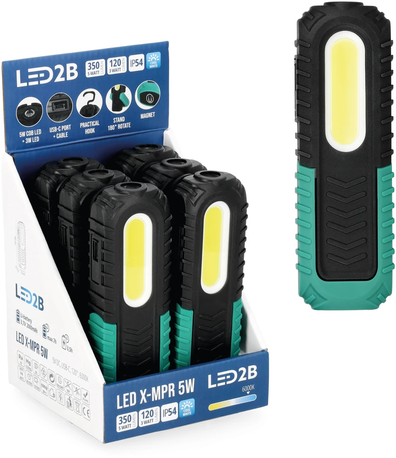5W LED įkraunamas žibintuvėlis X-MPR, juodas, 6000K, IP54