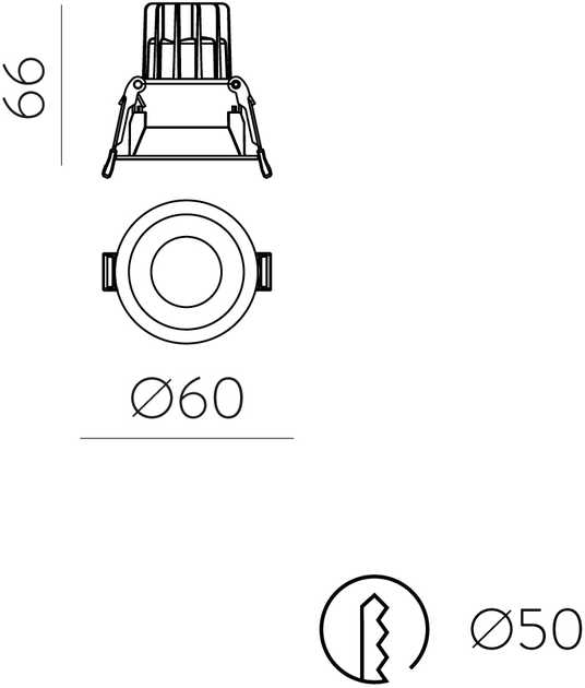 5W LED įleidžiamas šviestuvas KIDAL, juodas, 4000K, IP44, E3771212N