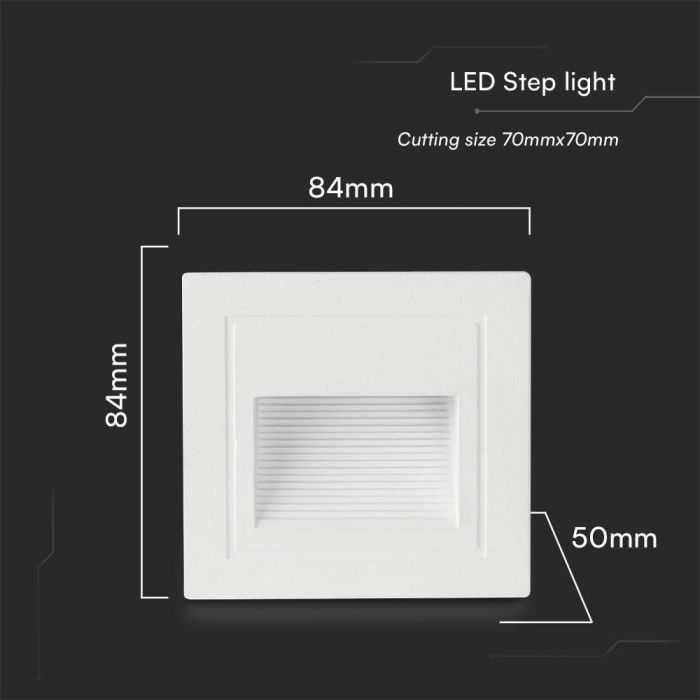 V-tac 5W LED įleidžiamas šviestuvas laiptams, baltas, 3000K, IP65