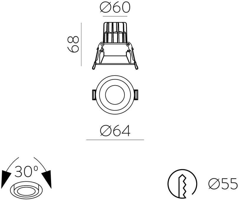 5W LED įleidžiamas šviestuvas MOVE, baltas, 3000/4000K, dimeriuojamas, IP44, E3984074BDT