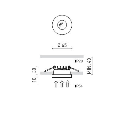 5W LED įleidžiamas šviestuvas PUCK, juodas, 3000K, IP54